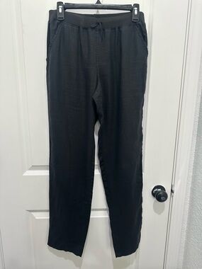 Max Studio Black Women’s 100% Linen Drawstring Joggers